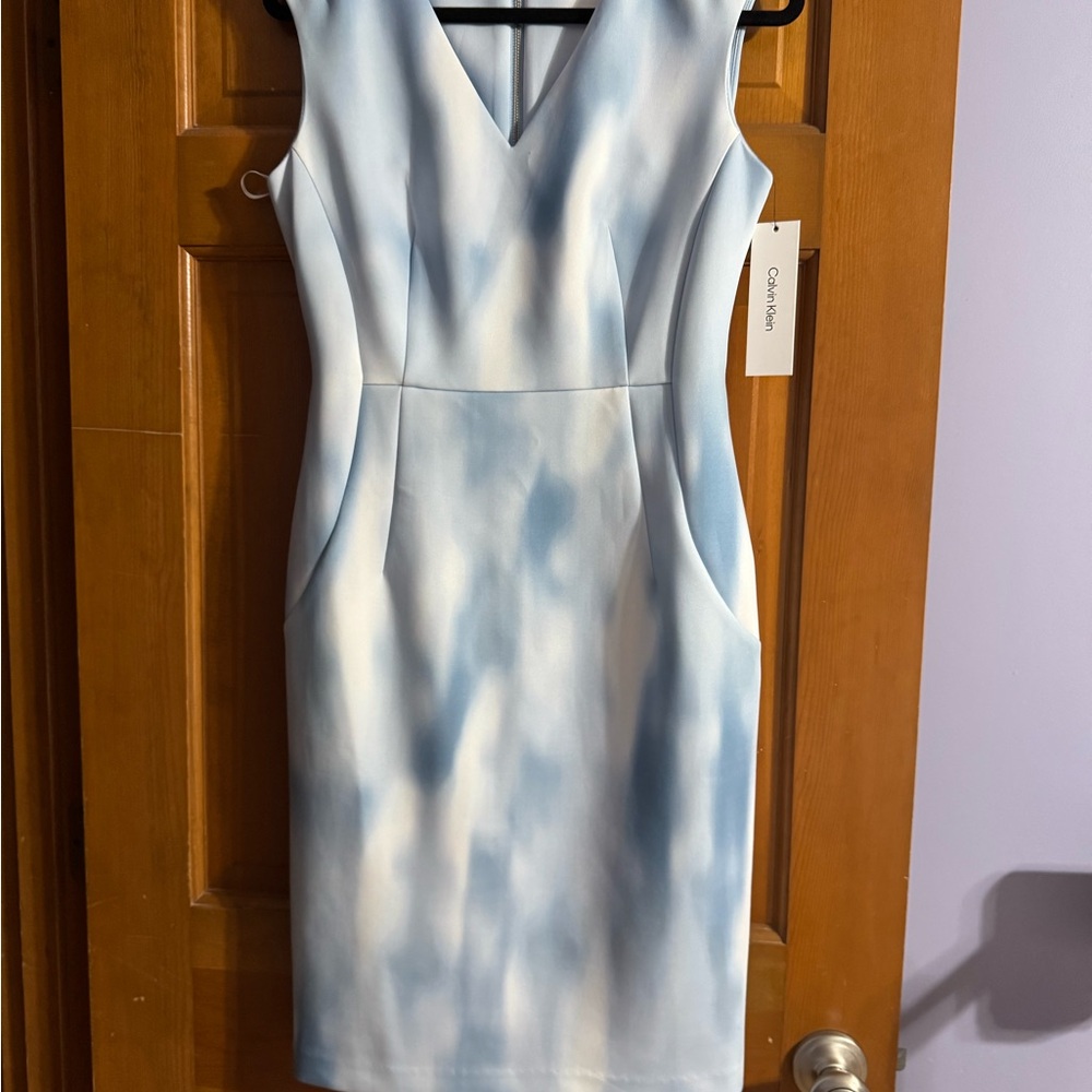 Calvin Klein Blue and White Women's Dress